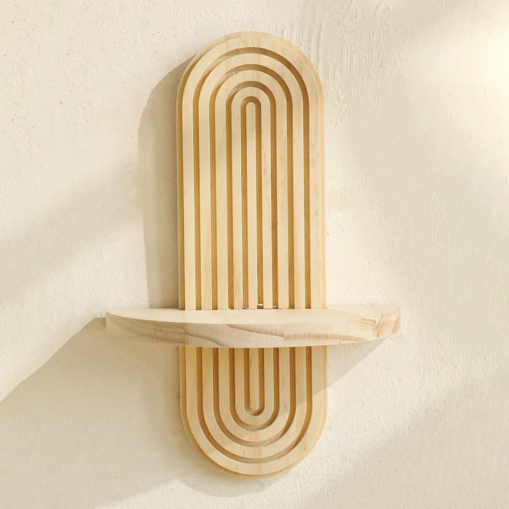 Bohemian Oval Thread Creative Solid Wood Wall Flower Pot Storage Rack