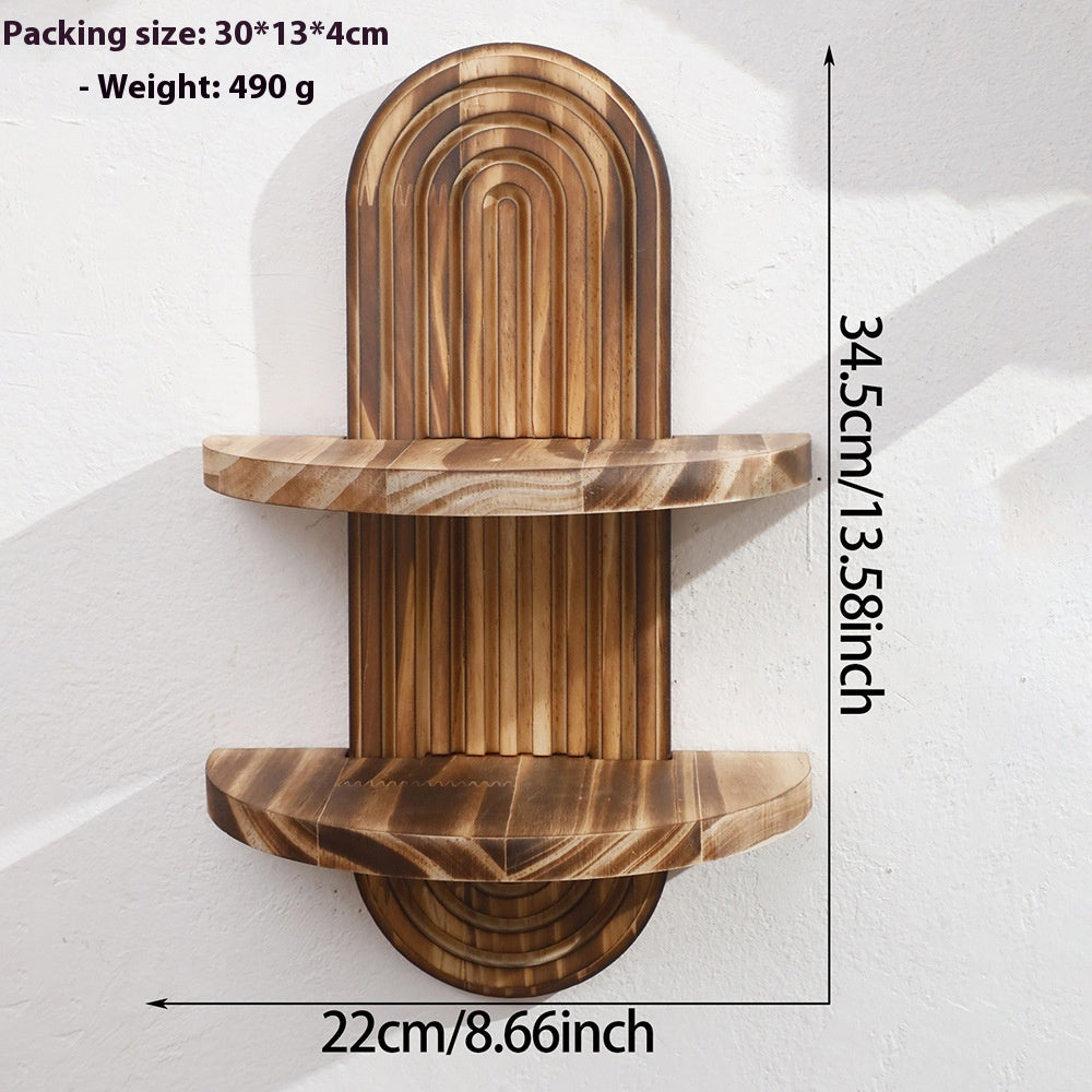 Bohemian Oval Thread Creative Solid Wood Wall Flower Pot Storage Rack
