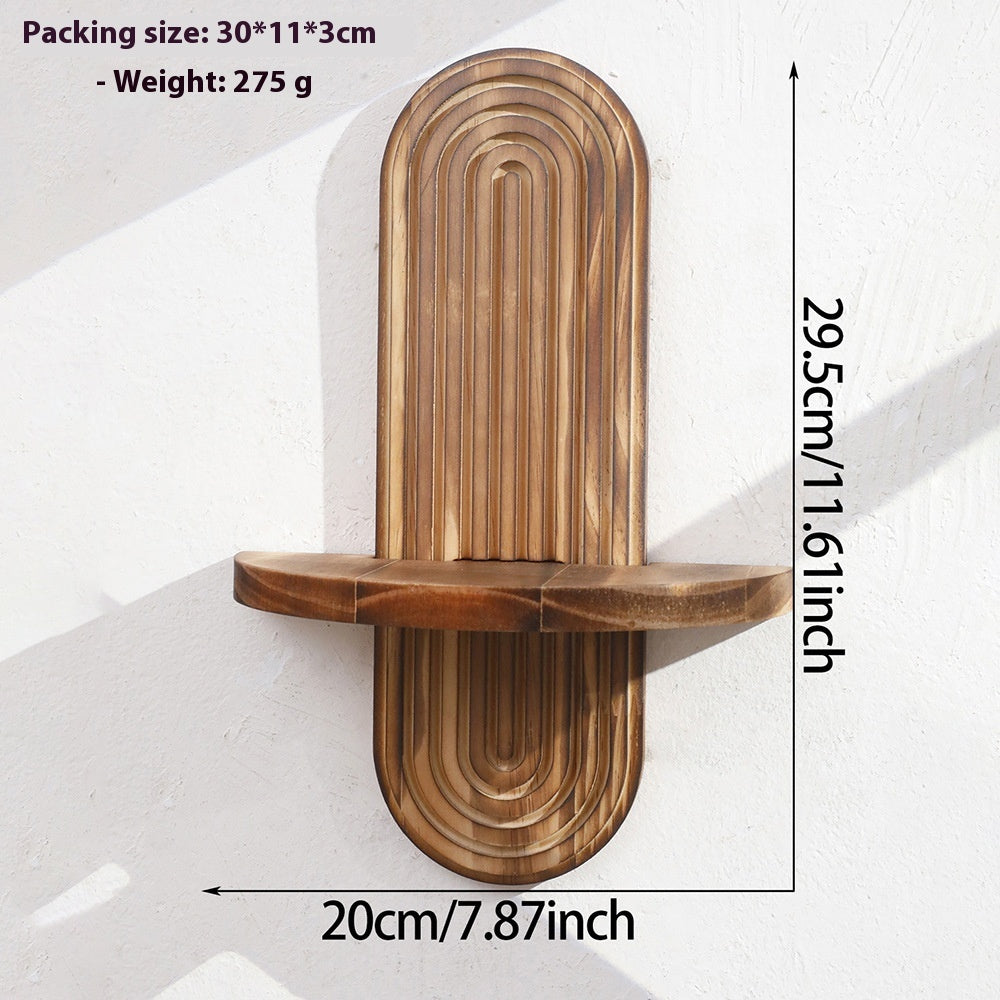 Bohemian Oval Thread Creative Solid Wood Wall Flower Pot Storage Rack